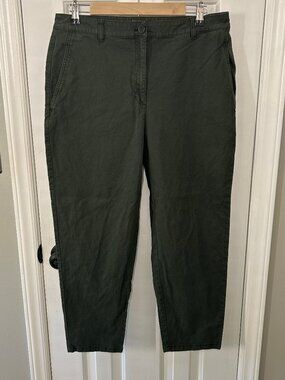 Eileen Fisher Size 12 Green/Gray Cotton/Hemp Pants